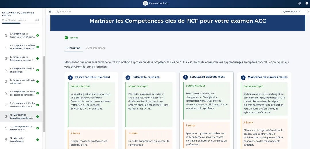 Modules approfondis sur les compétences clés et l'éthique